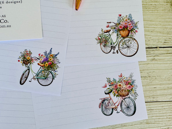 Floral Bicycles Writing Paper Set (Non-Personalised)