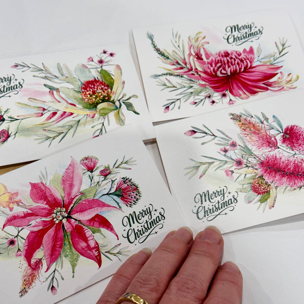 Australian botanicals CHRISTMAS cards set of 4