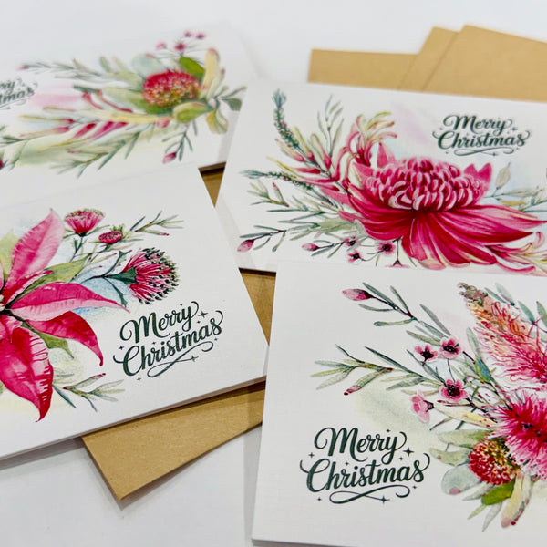Australian botanicals CHRISTMAS cards set of 4