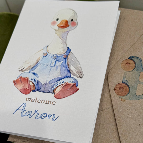 Welcome Baby boy - New Baby Card - Personalised option