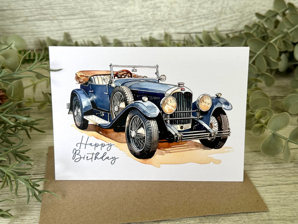 VINTAGE CLASSIC CAR Happy Birthday Card