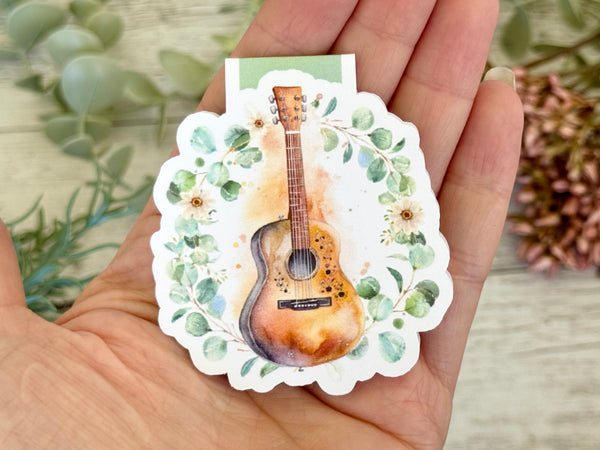 Floral acoustic guitar MAGNETIC BOOKMARK