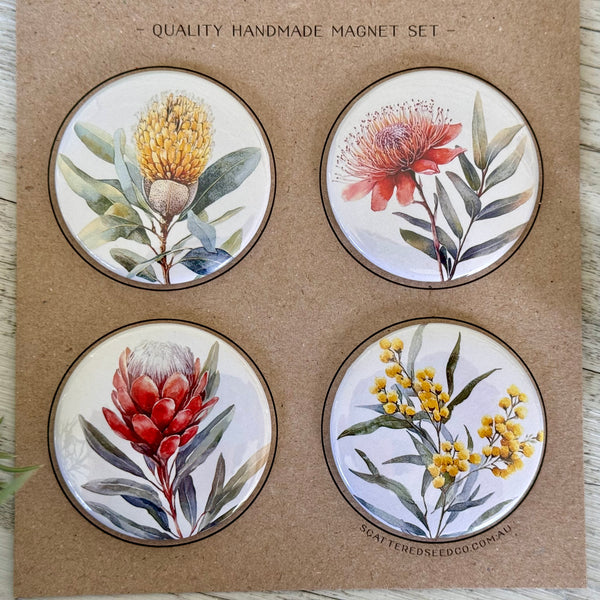 AUSTRALIAN Floral COLLECTION Large Magnets Set of 4 - Set B