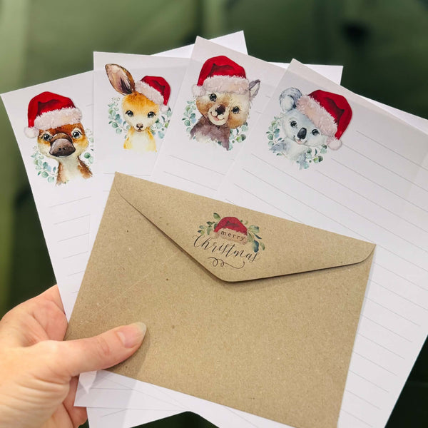 AUSTRALIAN ANIMALS Christmas Writing Paper Set (Non-Personalised)