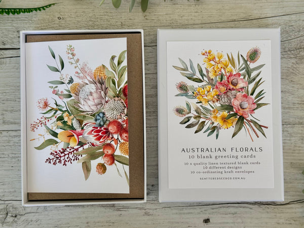 Boxed Card Gift set of 10 - Australian Florals blank cards set