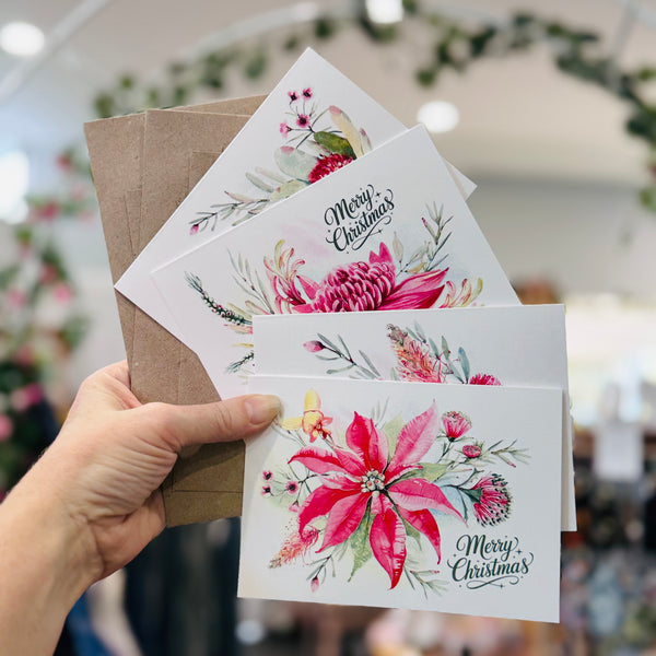 Australian botanicals CHRISTMAS cards set of 4