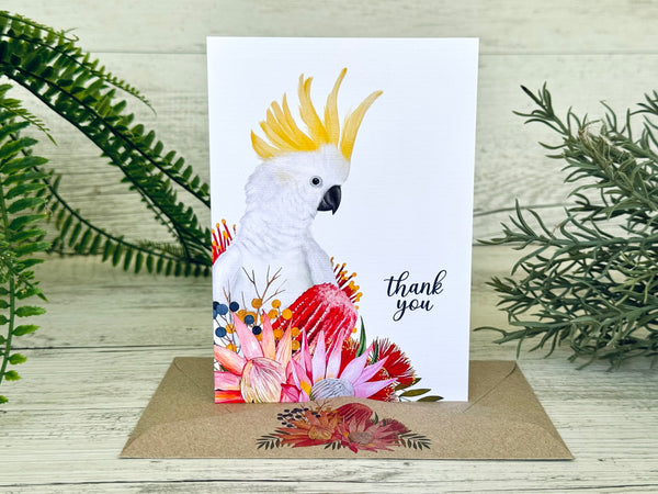 SULPHUR Crested Cockatoo Thank You Cards