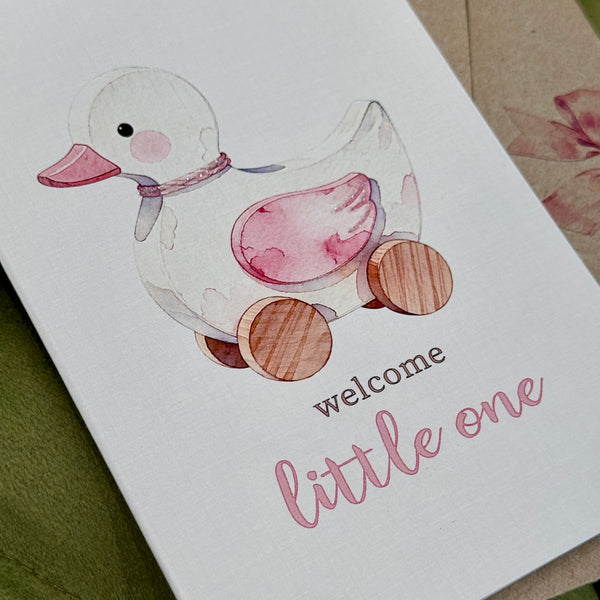Welcome Baby girl - New Baby Card - Personalised option