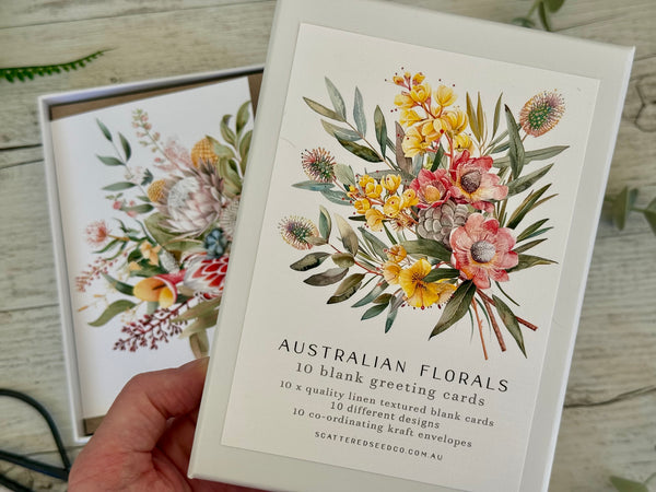 Boxed Card Gift set of 10 - Australian Florals blank cards set