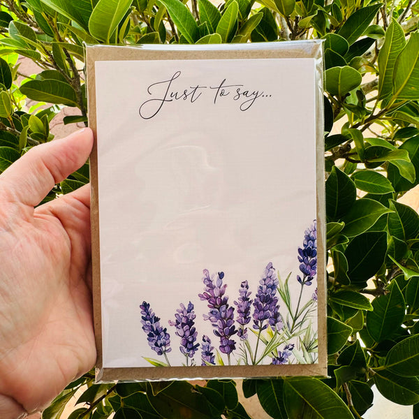 LAVENDER Sprigs Personalised Flat Notecards Set Of 10