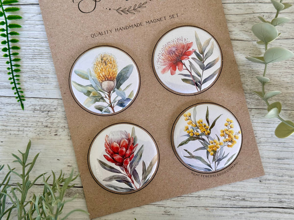 AUSTRALIAN Floral COLLECTION Large Magnets Set of 4 - Set B