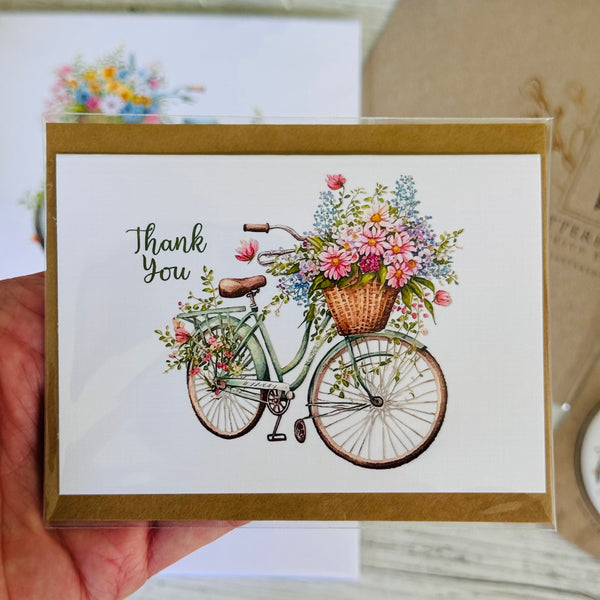 Teacher’s Appreciation Gift Floral Bicycles Stationery gift set