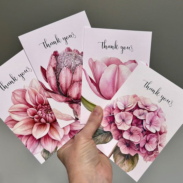 Blush Florals greeting cards set of 4