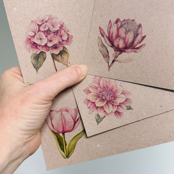 Blush Florals greeting cards set of 4