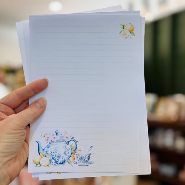 Blue & White FLORAL TEASET Writing Paper Set (Non-Personalised)
