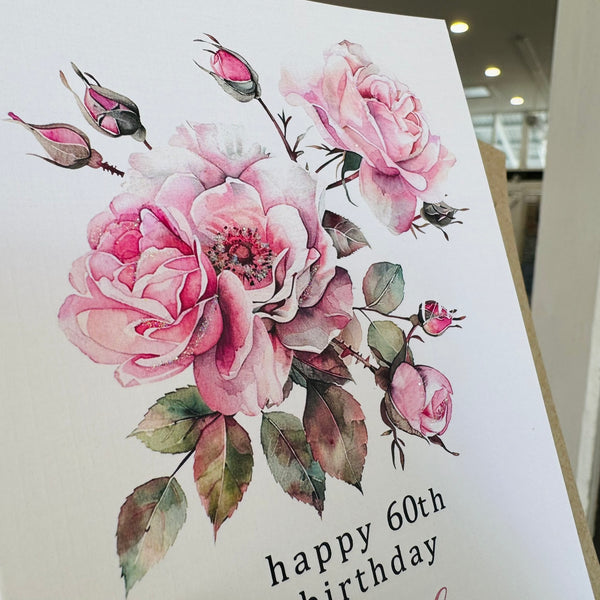 Vintage Dusky Rose Birthday Card - Personalised or Happy Birthday