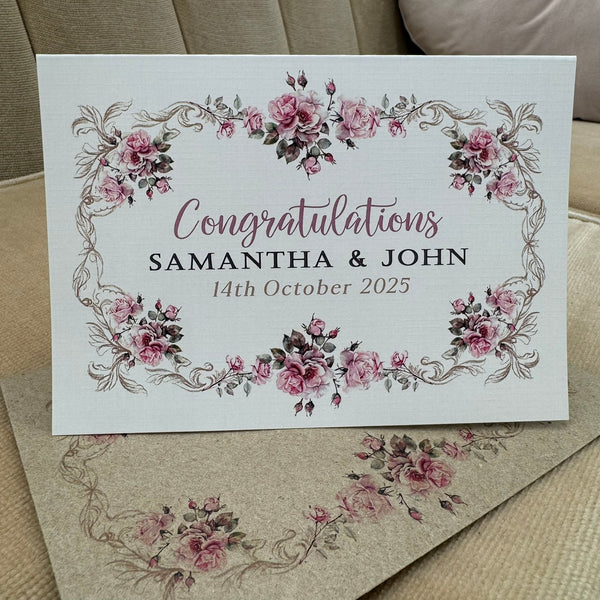 Personalised Wedding / Engagement card - Dusky Rose