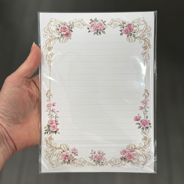 Dusky Pink Scrolly Roses VINTAGE ROSES Writing Paper Set  (Non-Personalised)