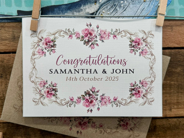 Personalised Wedding / Engagement card - Dusky Rose