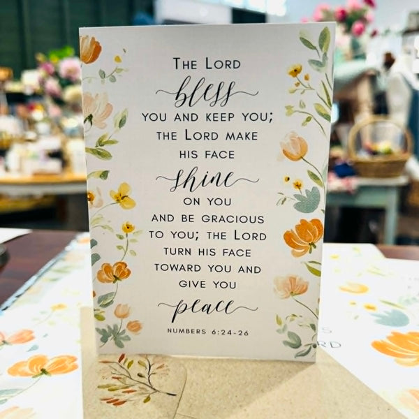 The Lord Bless you & keep you Scripture greeting card FLORAL - Numbers 6:24-26