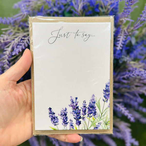 LAVENDER Sprigs Personalised Flat Notecards Set Of 10