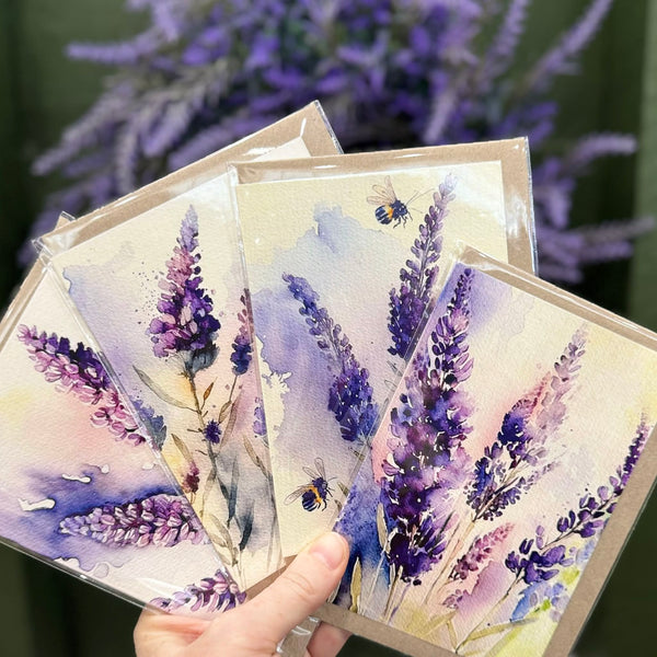 Watercolour LAVENDER Card Set of 4