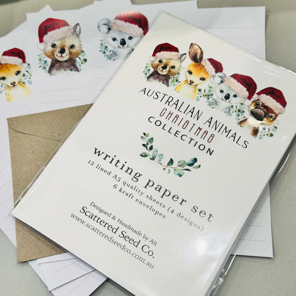 AUSTRALIAN ANIMALS Christmas Writing Paper Set (Non-Personalised)