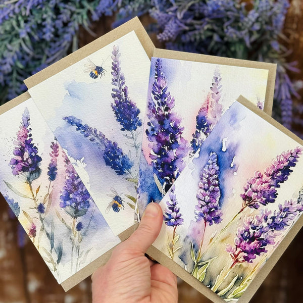 Watercolour LAVENDER Card Set of 4