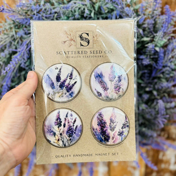 Lavender Watercolour Large Magnets Set of 4