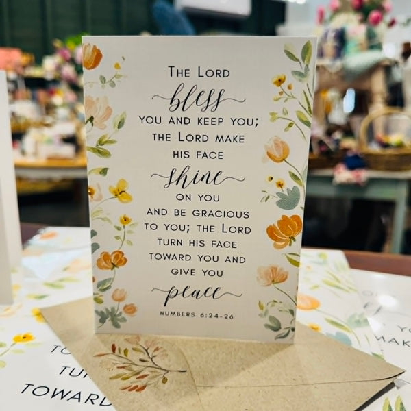 The Lord Bless you & keep you Scripture greeting card FLORAL - Numbers 6:24-26