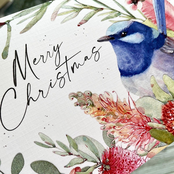 AUSTRALIAN BIRDS & FLORA CHRISTMAS Cards set of 4