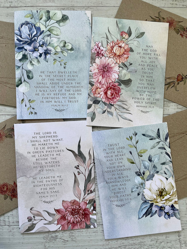 Watercolour SCRIPTURE cards set of 4