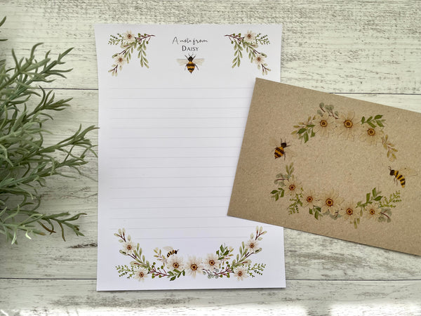 DAISY & BEE Personalised Writing Paper Set of 20