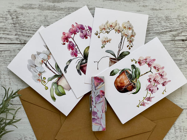 Orchid cards set of 4