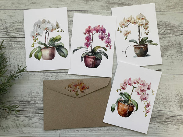 Orchid cards set of 4