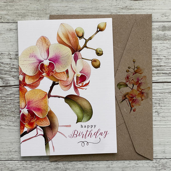 Orchid Birthday cards set of 3