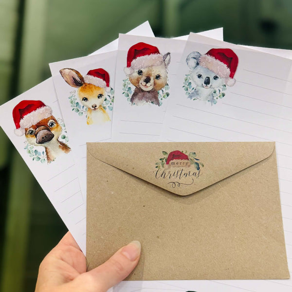 AUSTRALIAN ANIMALS Christmas Writing Paper Set (Non-Personalised)