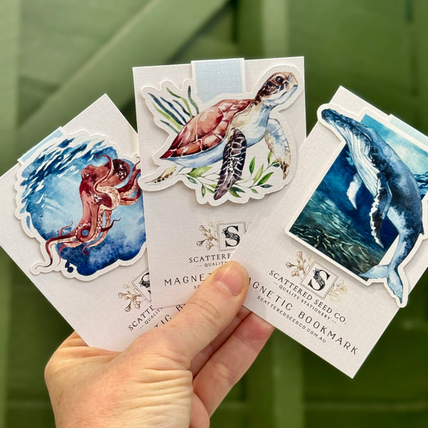 Ocean Magnetic Bookmarks - Humpback Whale, Octopus, Turtle
