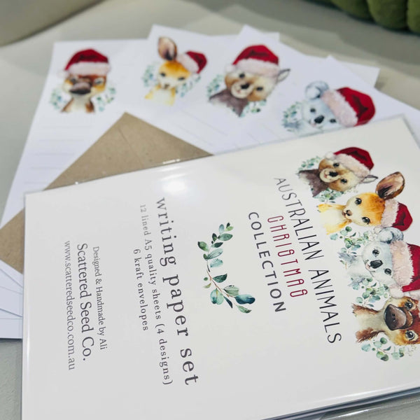 AUSTRALIAN ANIMALS Christmas Writing Paper Set (Non-Personalised)