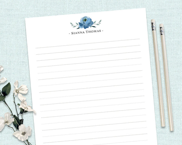 BLUE ROSE Personalised Writing Paper Set of 20