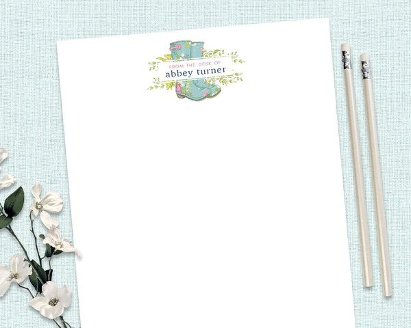 SPRING FLORAL GUMBOOTS Personalised Writing Paper Set of 20