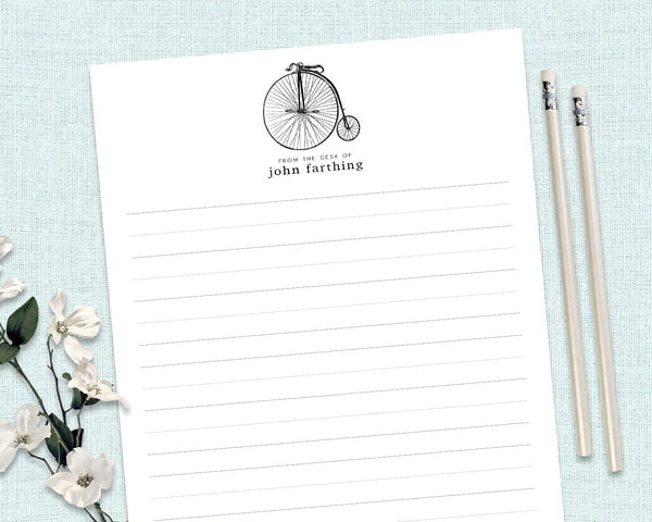 PENNY FARTHING Personalised Writing Paper Set of 20