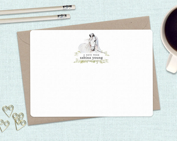 ANDALUSIAN HORSE Personalised Flat Notecards Set Of 10