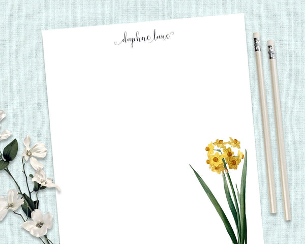 DAFFODILS Personalised Writing Paper Set of 20