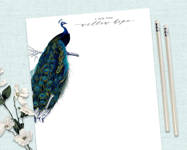 PEACOCK Personalised Writing Paper Set of 20