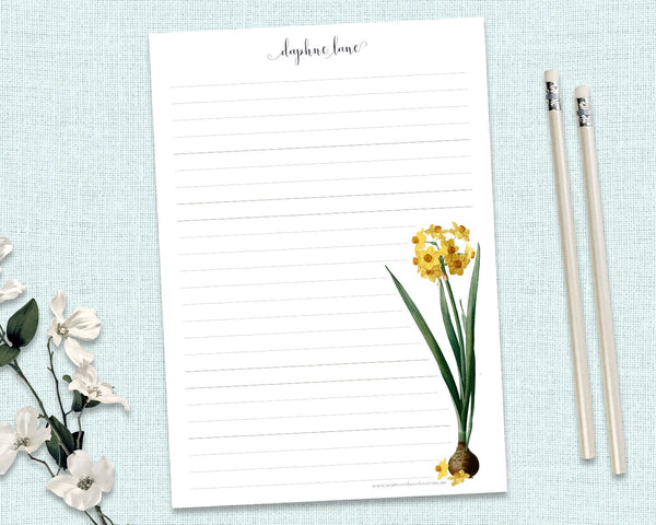 DAFFODILS Personalised Writing Paper Set of 20