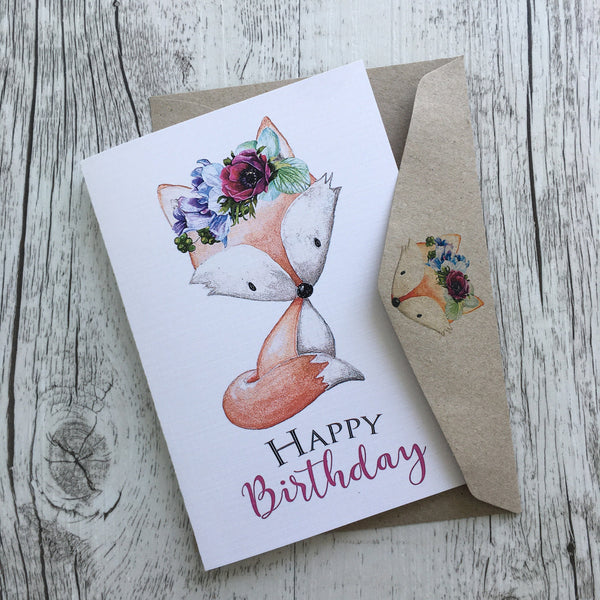 WOODLAND ANIMALS Birthday Cards set of 4
