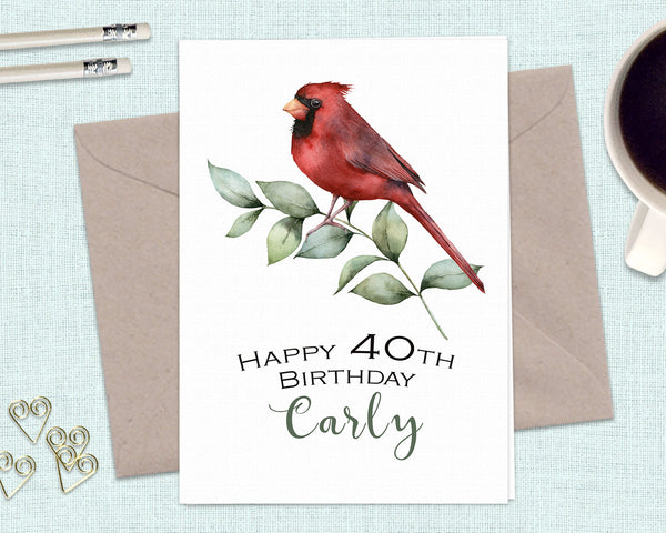 CARDINAL Personalised Bird Birthday Card