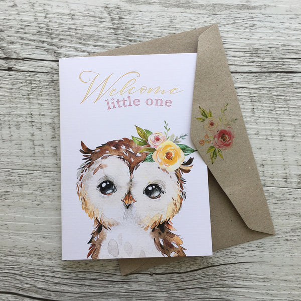 FOREST FRIENDS Welcome BABY GIRL Birth cards