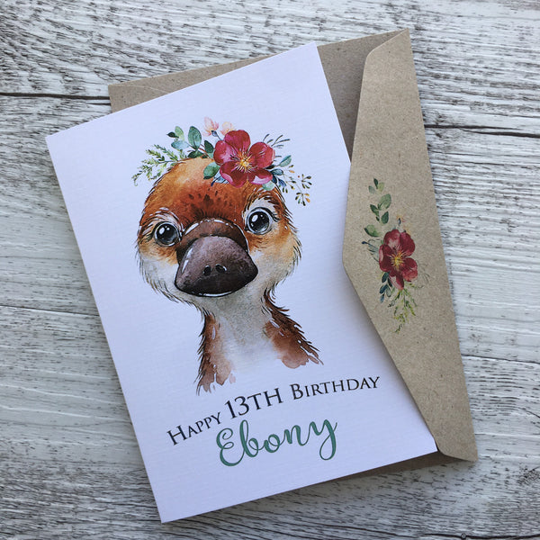 AUSTRALIAN ANIMALS Personalised Birthday Card - 4 assorted Aussie Animals